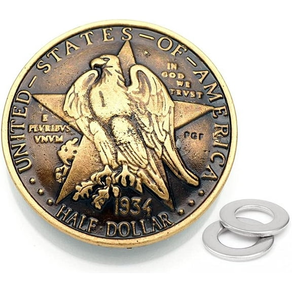 2pcs 1-1/8 Inches Eagle Dollar Coin Concho Gaur Rodeo Cowboy Screw Back Buttons Leather Craft CHS14 (Bronze)