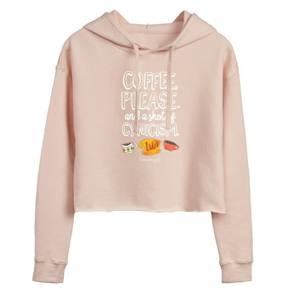 Gilmore Girls - Coffee And Cynisism - Juniors Cropped Long Sleeve Fleece Hoodie