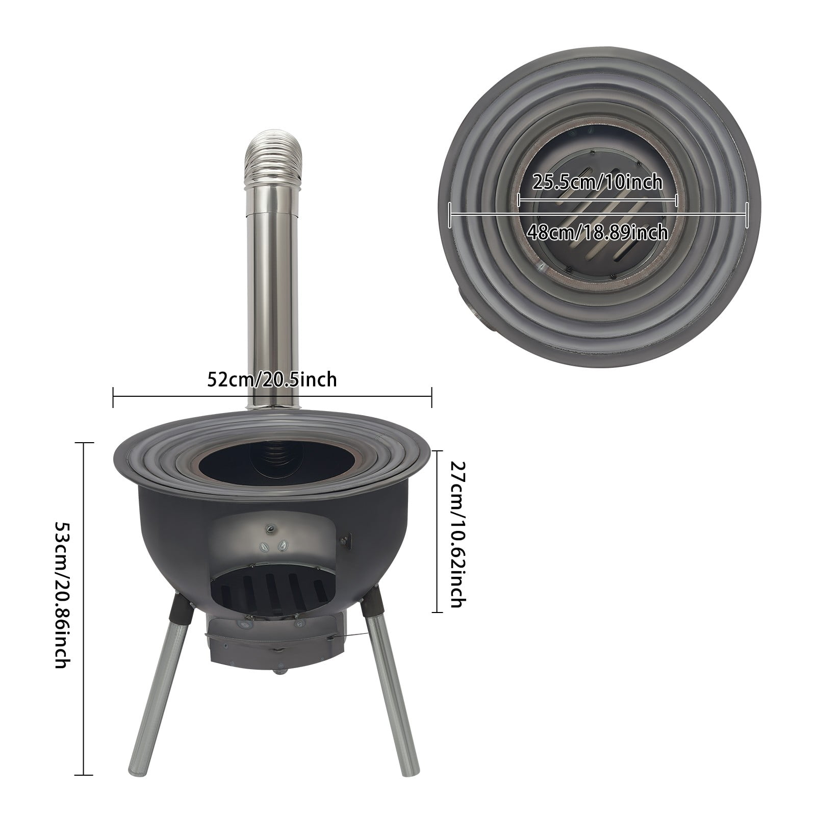 ToppiJoy Multifunction Wood Burning Stove with Grill Rack, Camping Wood Stove Hold up 330.69lbs, Portable Wood Stove for Camping 20.86in Height(Black)