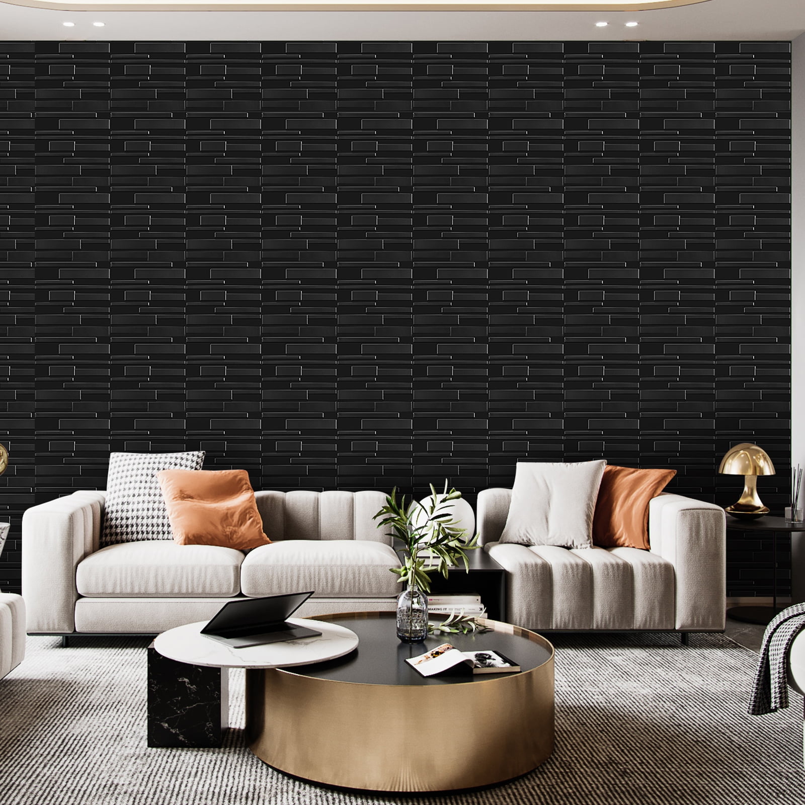 30Pack 3D Wall Panels for Interior Wall Dcor Black 11.8"*11.8" Covering Panels, PVC Textured 3D Wall Tile for Living Room, Bedroom DIY Interior Dcor