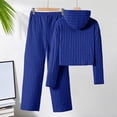 thumbnail image 5 of mgoYE Girl Clothes Solid Color Fall Winter 2 Piece Outfit for Girls Long Sleeve Hoodie Top Ribbed Pant Set, 5 of 9