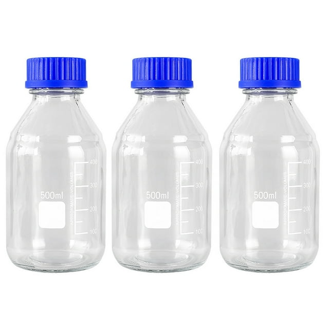 3 Pcs Bouteilles de Réactif en Verre Bouteille Chimique Bouteille de Scellage Liquide 500ml