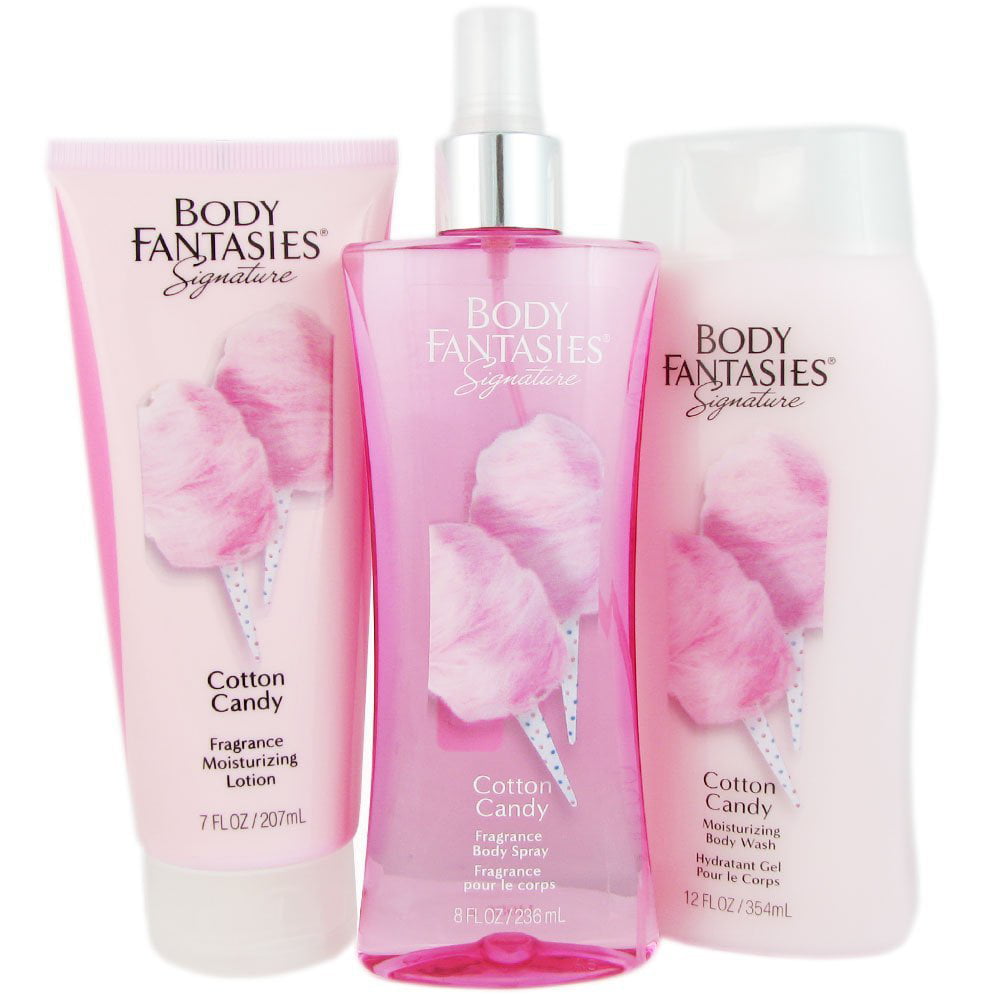 Cotton Candy for Women, 3 Pcs Gift Set, This fragrance gift set includes 8 oz Body Spray, 7 oz Lotion, 12 oz Body Wash By BODY FANTASIES SIGNATURE