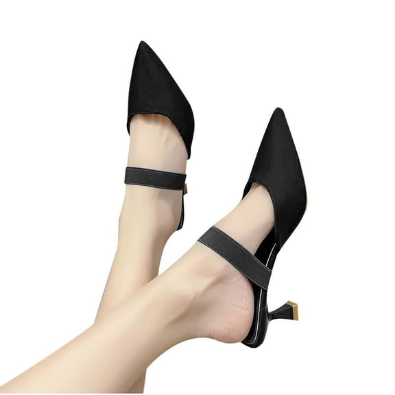 Purcolt Women's Heeled Sandals Casual Closed Pointed Toe Stilettos Pumps Comfortable Summer Slip on Slippers with Strap