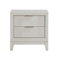 Newboti Antique White Finish 1pc Nightstand with 2x Drawers Modern Bedroom Furniture, Reeded Fronts, Bedside Cabinet with Drawers 931235062352693