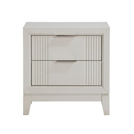 Newboti Antique White Finish 1pc Nightstand with 2x Drawers Modern Bedroom Furniture, Reeded Fronts, Bedside Cabinet with Drawers 931235062352693