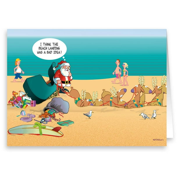 Beach Landing Gone Wrong Funny Holiday Christmas Cards 18 Cards and