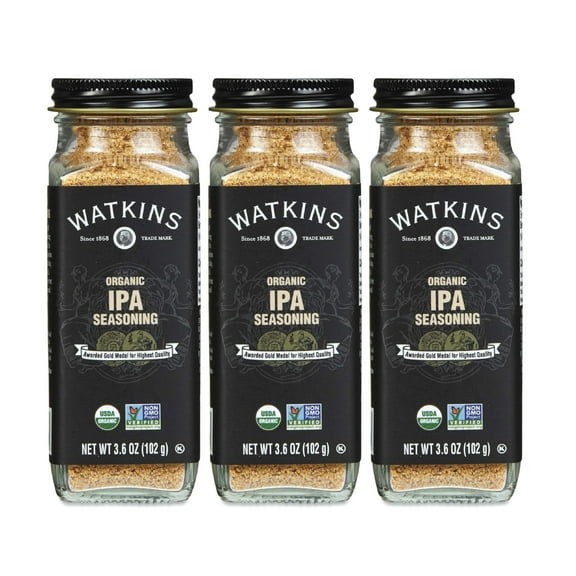 Watkins Gourmet Organic Spice BDF32 Jar, IPA Seasoning, 3.6 oz. Bottle, 3-Pack