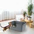 thumbnail image 5 of Afromy 4-Pack Plastic High Wall Cat Litter Box with Scoop, Open Air Kitty Litter Pan,  Gray, 5 of 7
