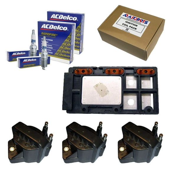 Herko LX364 Module de Contrôle d'Allumage + 3 Bobines d'Allumage AD Auto Parts 7805-1201 + 6 Bougies d'Allumage en Platine AC 12