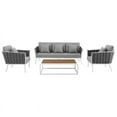 thumbnail image 4 of Modway Stance 4-Piece Aluminum & Fabric Patio Sofa Set in White & Gray, 4 of 10