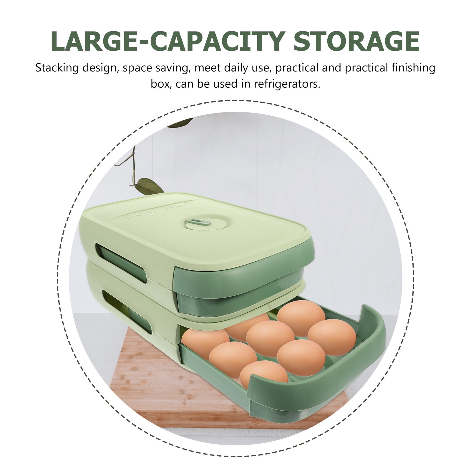 WHAMVOX  Tray Drawer Egg Carton Storage Unit Shelf with Lid