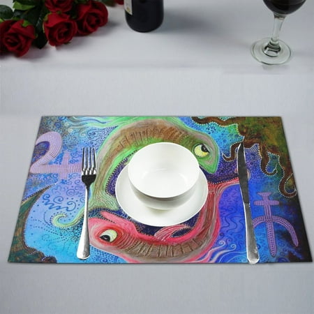 

MYPOP Pisces art Kitchen Table Mat Placemats for Dining Table 12x18 inches