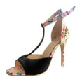 thumbnail image 2 of EQWLJWE Women Comfy Open Toe Summer Sandal Ankle Strap Kitten Mid Heels Shoes Patent Leather, 2 of 5