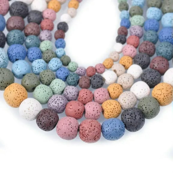 U8MO Round Colorful Lava Stone 6mm 8mm 10mm 12mm 14mm 16mm Loose Pelelith Beads Lot-Random Mixed-6mm 50pcs