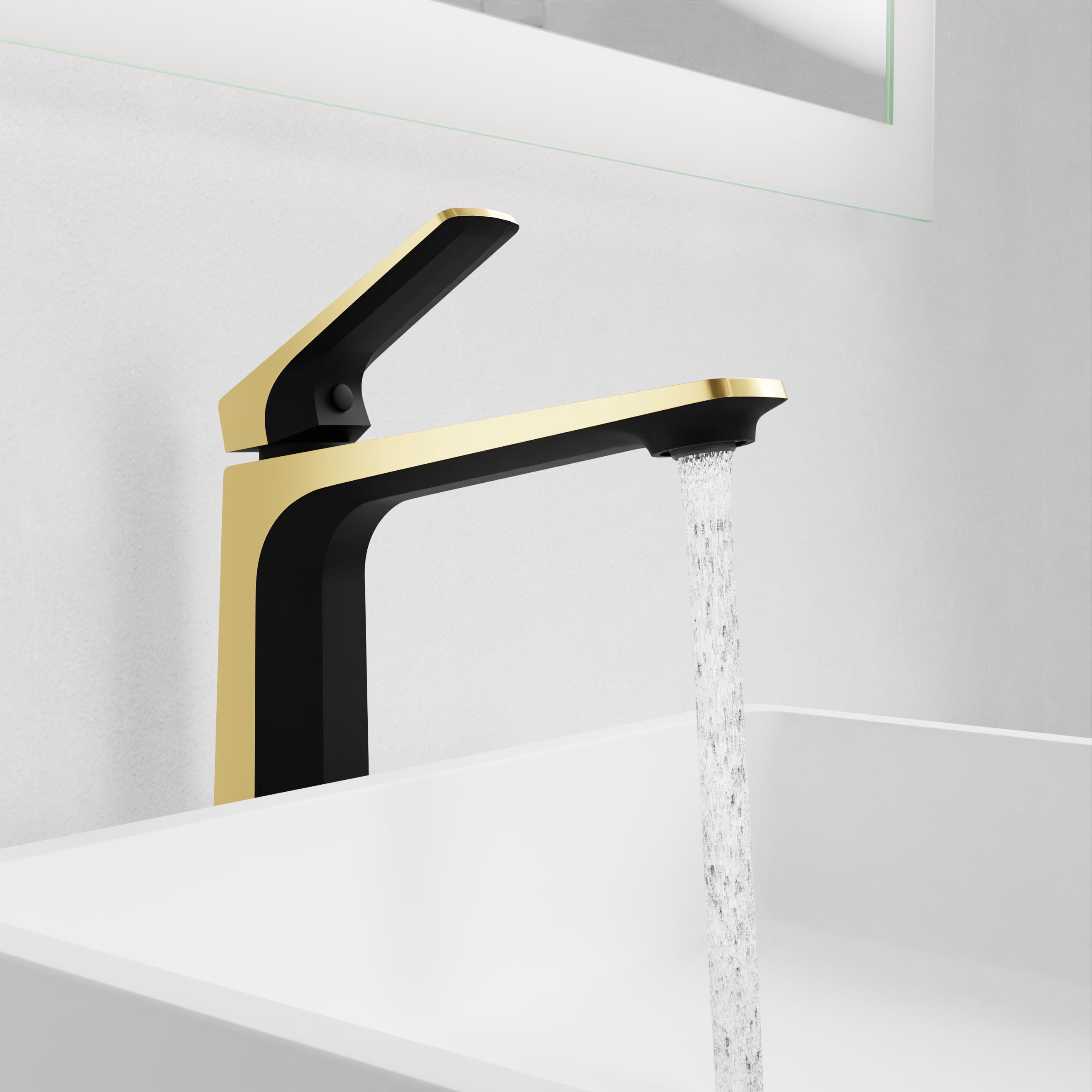 ANZZI Single Handle Single Hole Bathroom Vessel Sink Faucet With Pop-up Drain in Matte Black & Brushed Gold