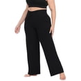 thumbnail image 4 of HDE Women's Plus Size Yoga Pants High Waisted Wide Leg Leggings Black 1X, 4 of 6