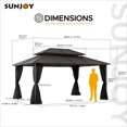 thumbnail image 4 of Sunjoy Hardtop Gazebo 12 x 16 ft. Outdoor Gazebo, Heavy Duty Steel Frame Gazebo, Double Tiered Metal Gazebo with Ceiling Hook and Removable Netting Sidewalls, Brown, 4 of 22