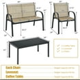 thumbnail image 2 of Costway 4 PCS Patio Furniture Set Sofa Coffee Table Steel Frame Garden Brown, 2 of 11