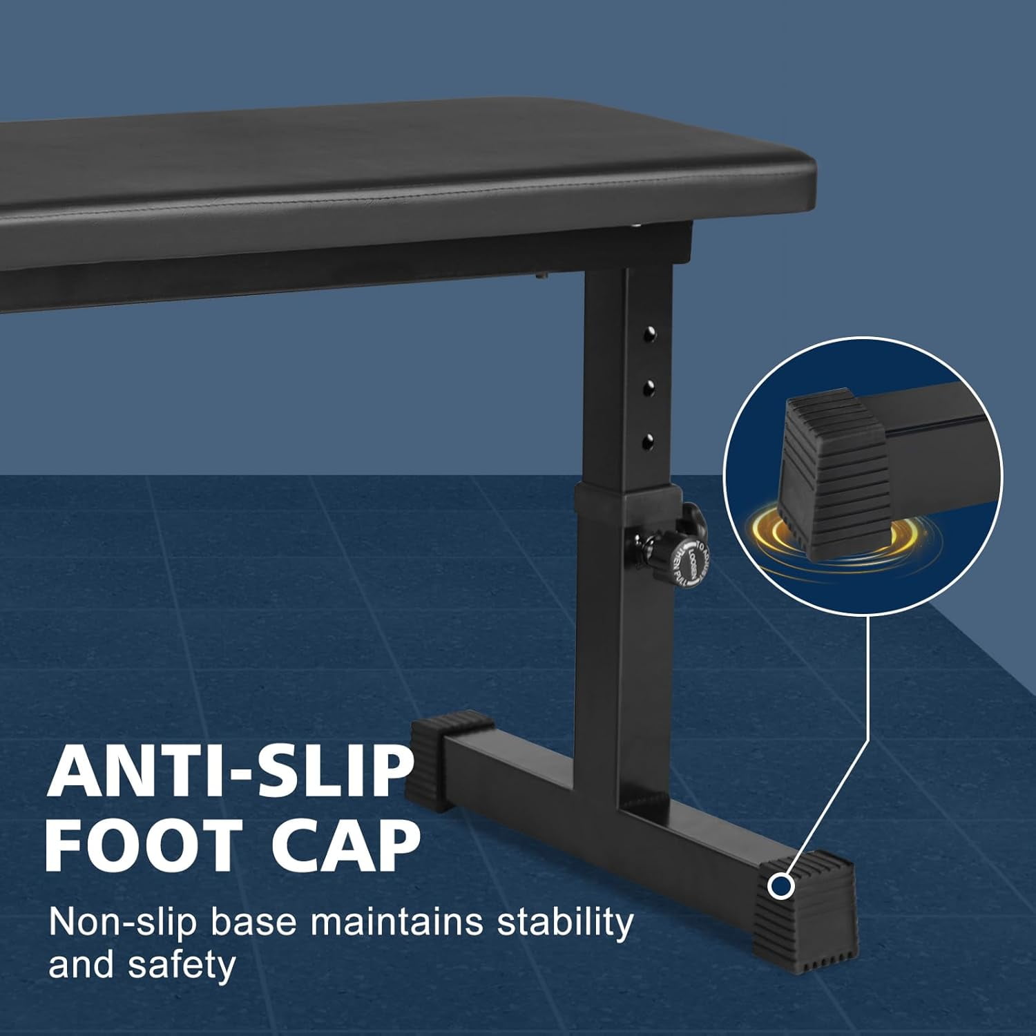 HooKung Adjustable Weight Bench Heavy Duty Steel Flat Workout Bench for Home Gym with Quick Assembly, Anti-Slip Base Multi-Functional Strength Training Bench for Full-Body Workouts