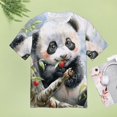 thumbnail image 4 of Cute Panda Eating Cherries T Shirts Basic T-Shirt Short Sleeve Ladies Tee Shirt Summer Graphic Clothing, 4 of 7