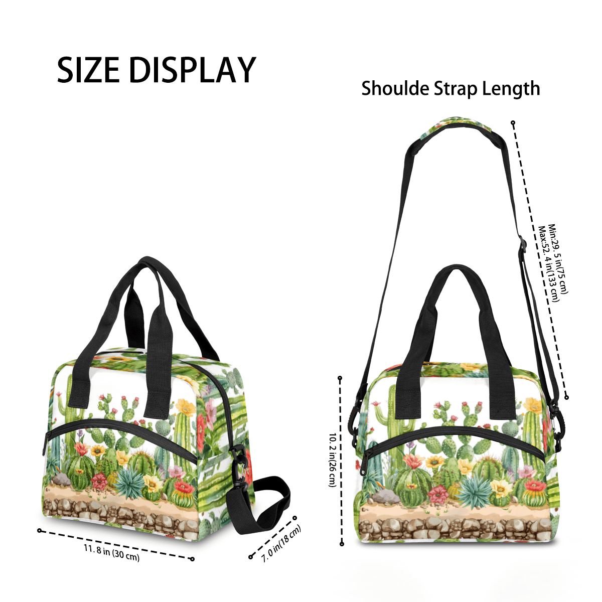 Herdesigns Cactus Floral Insulated Lunch Bag for Women Men Adults Large Reusable Lunch Box Leakproof Portable Cooler Tote Bags with Adjustable Shoulder Strap