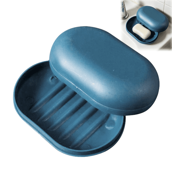 Oval Lidded Bar Soap Storage Case, Compact Sealed Soap Holder for Indoor Bathroom and Short Trip Daily Use