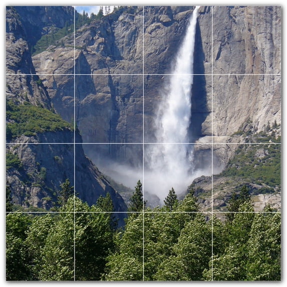 Picture-Tiles.com: Waterfalls Ceramic Tile Wall Mural WAL501121-44L. 32"W x 32"H using (16) 8" x 8" Ceramic Tiles-Satin Finish