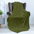 thumbnail image 4 of Camo Soft Flannel Fleece Throw Blanket, Camouflage Inspired Concept with Bear Wild Animals Abstract Design Print, Cozy Plush for Indoor and Outdoor Use, 50" x 60", Fawn and Hunter Green, by Ambesonne, 4 of 5