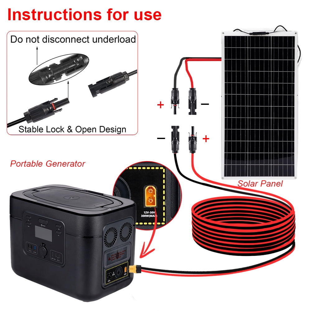 Hormy Solar to XT60 Charge Extension Cable 12AWG 10FT Solar Connector to XT60 Adapter Cable for Solar Panel RV Portable Power, IP67 Waterproof