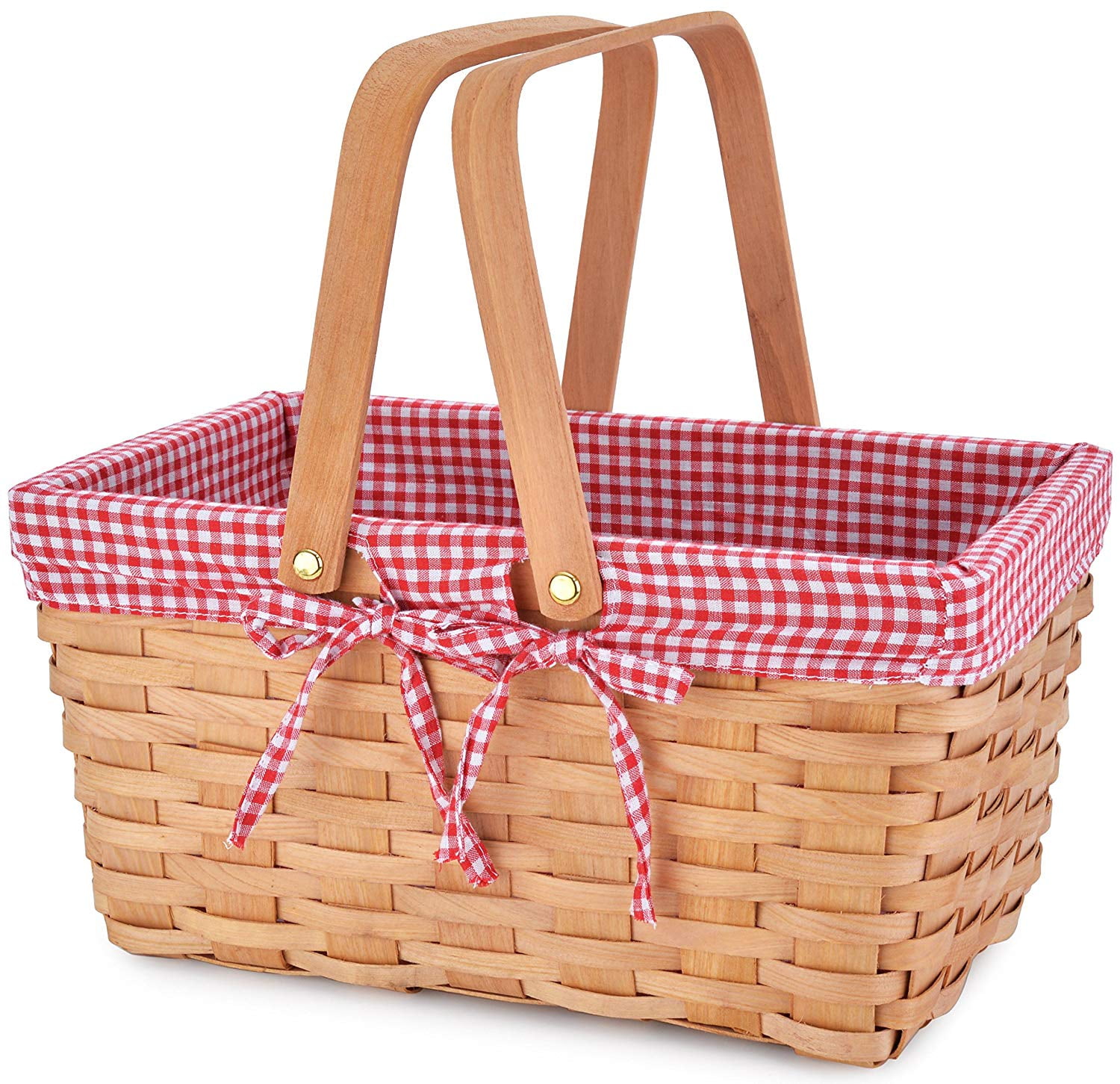 HOT-Pink, Small Wood Chip Basket with Handle
