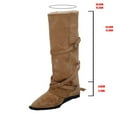thumbnail image 5 of FUZHIQ Knee High Boots Women Fold Over Boots Women Flat Heel Mid Calf Western Boots Wedge Heel Slouchy Tall Boots Zipper Pointed Toe Dress Fall Long Boot for Women, 5 of 7
