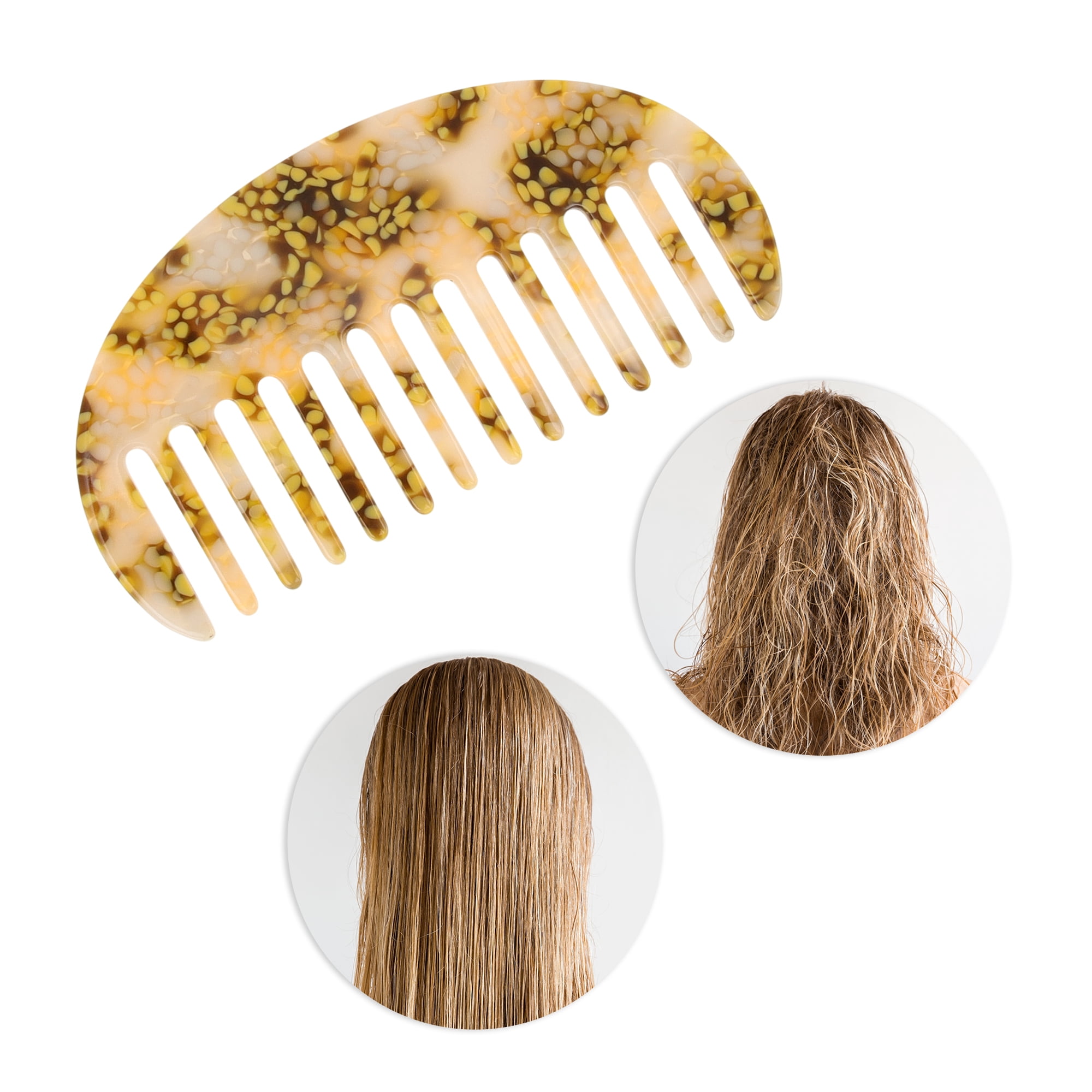 Unique Bargains 1 Pc Portable Spotted Pattern Hair Comb for All Hair Types Styles Yellow
