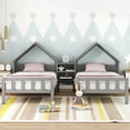 thumbnail image 2 of Euroco Twin Size Wood House Platform Bed, Two Beds in One with Desk and Shelf, 2 Platform Beds for More Kids Teens, Gray, 2 of 13
