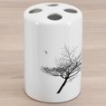 thumbnail image 1 of Black and White Ceramic Toothbrush Holder, Silhouette of a Tree and Flying Birds Simple Minimalistic Design Art, Decorative Versatile Countertop for Bathroom, 4.5" X 2.7", Black White, by Ambesonne, 1 of 4