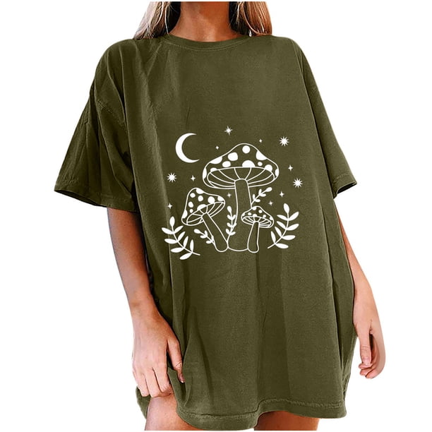 Blusa de manga corta de verano con estampado de sol y luna gótica vintage para mujer Pompotops hfajkhk140755