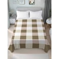 thumbnail image 4 of Brown Plaid Flat Sheets Only California King Size, Soft Breathable Bed Top Sheets for Mattress, Spring Summer Farmhouse Buffalo Checkered Bedding Flat Sheets for Home Hotel Bedroom Bed Protection, 4 of 9