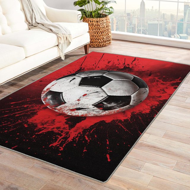 Football Area Rugs for Bedroom Living Room - 5x7 ft - Football Carpet for Home Decor - Football Sport Patterned Decorative Indoor Large Rug - Washable & Soft & Non Slip & Low Pile (ZF&8533)
