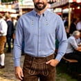 thumbnail image 2 of Oktoberfest Bavarian Shirt Men Multicolor Plaid Embroidered Button Down Shirt for Festive Stand Collar Tee Alternative with Unique Pattern Shirt Tops, 2 of 3