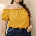 thumbnail image 2 of Womens Summer Tops Loose fit, Off Shoulder Shirt Tops for Women Plus Size T Shirts Solid Short Sleeve Tunic, 2 of 7