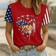 thumbnail image 2 of Women's 250th Anniversary USA Shirt - Patriotic American Flag T-Shirt 1776-2026 Semiquincentennial Tee Distressed Vintage Top for 4th of July Memorial Day(Red2/L), 2 of 4