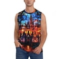 thumbnail image 1 of Fotbe Magical Stained Glass Castle Men's Camiseta sin Mangas Estampada para Hombres, Playera Casual para Gimnasio, Entrenamiento, Playa-X-Large, 1 of 7