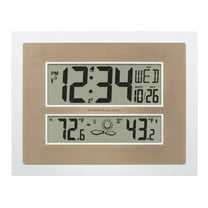 La Crosse Technology Atomic Digital White & Champagne Contemporary Clock, 512-14937-Int