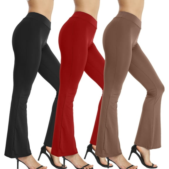 VASLANDA 3 Packs Flare Pants for Women - High Waist Workout Bootleg Yoga Leggings