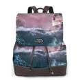 thumbnail image 1 of Easygdp Boat Lighthouse Storm Waves Mochila de Cuero para Mujeres, Bolso de Hombro, Bolsos de Mano de Moda para Trabajo y Viajes, 1 of 4