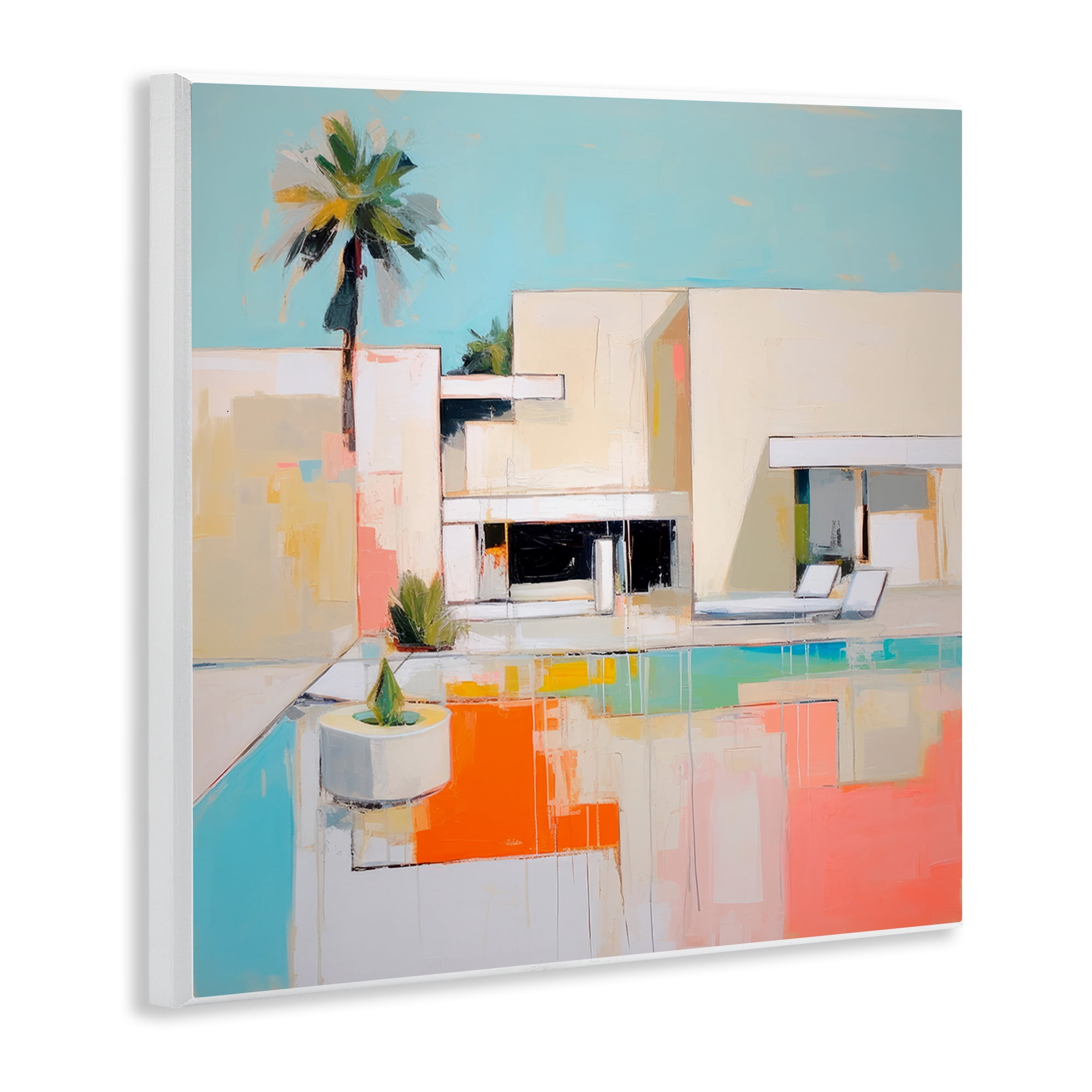 Stupell Industries Modern Tropical Villa Town & City Painting Unframed Art Print Wall Art, 12 x 12