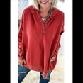 thumbnail image 4 of Sudaderas Oversize para Mujer, Sudaderas de Larga con Botones y Cuello Henley, Ropa de Otoño A . Rojo Oscuro M, 4 of 6