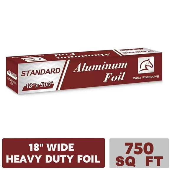 18 in x 500 ft Heavy Duty Aluminum Foil Standard,Food Safe Tin Foil Wrap for Cooking, Baking, Grilling, Food Service Standard-1 Count