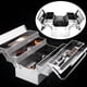 thumbnail image 5 of Caja de herramientas de gran espacio con 3 compartimentos y bandeja de doble capa con cerradura para garaje Plata, 5 of 8