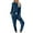 Blue, variant on Womens 2 Piece Tracksuit Casual Long Sleeve Round Neck Tops and Elastic Waist Pants Set with Pockets